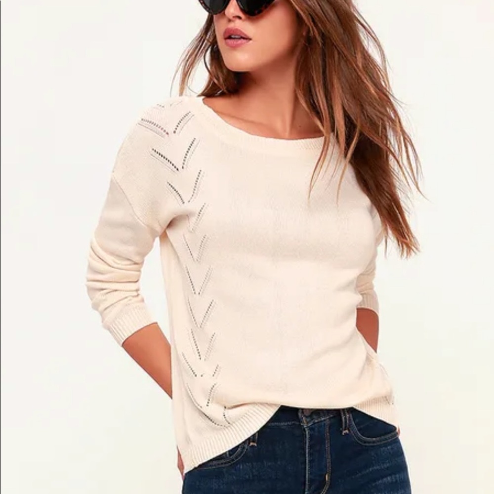 Lulu’s Pointelle Me More Sweater Cream